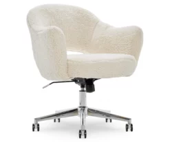 Valetta Cream Faux Fur Office Chair -FurniHub Store 810590414 4