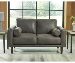 Arroyo Smoke Faux Leather Loveseat -FurniHub Store 810594589 2 1