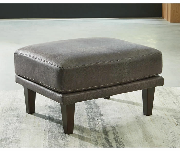 Arroyo Smoke Faux Leather Ottoman 4 Arroyo Smoke Faux Leather Ottoman - Image 2