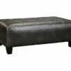 Nokomis Charcoal Faux Leather Oversize Accent Ottoman -FurniHub Store 810594650