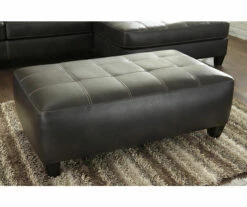 Nokomis Charcoal Faux Leather Oversize Accent Ottoman -FurniHub Store 810594650 2