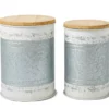 Galvanized Steel & White 2-Piece Metal Storage Stool Set -FurniHub Store 810596862 1