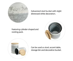 Galvanized Steel & White 2-Piece Metal Storage Stool Set -FurniHub Store 810596862 8