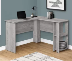 Industrial Gray L-Shaped Corner Desk With Open Storage -FurniHub Store 810597219 2