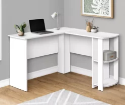 White L-Shaped Corner Desk With Open Storage -FurniHub Store 810597220 2