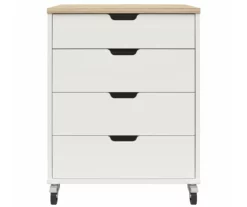 Evolution Vantage White & Weathered Oak 4-Drawer Storage Cart