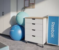 Evolution Vantage White & Weathered Oak 4-Drawer Storage Cart 12 Evolution Vantage White & Weathered Oak 4-Drawer Storage Cart -FurniHub Store 810597741 4