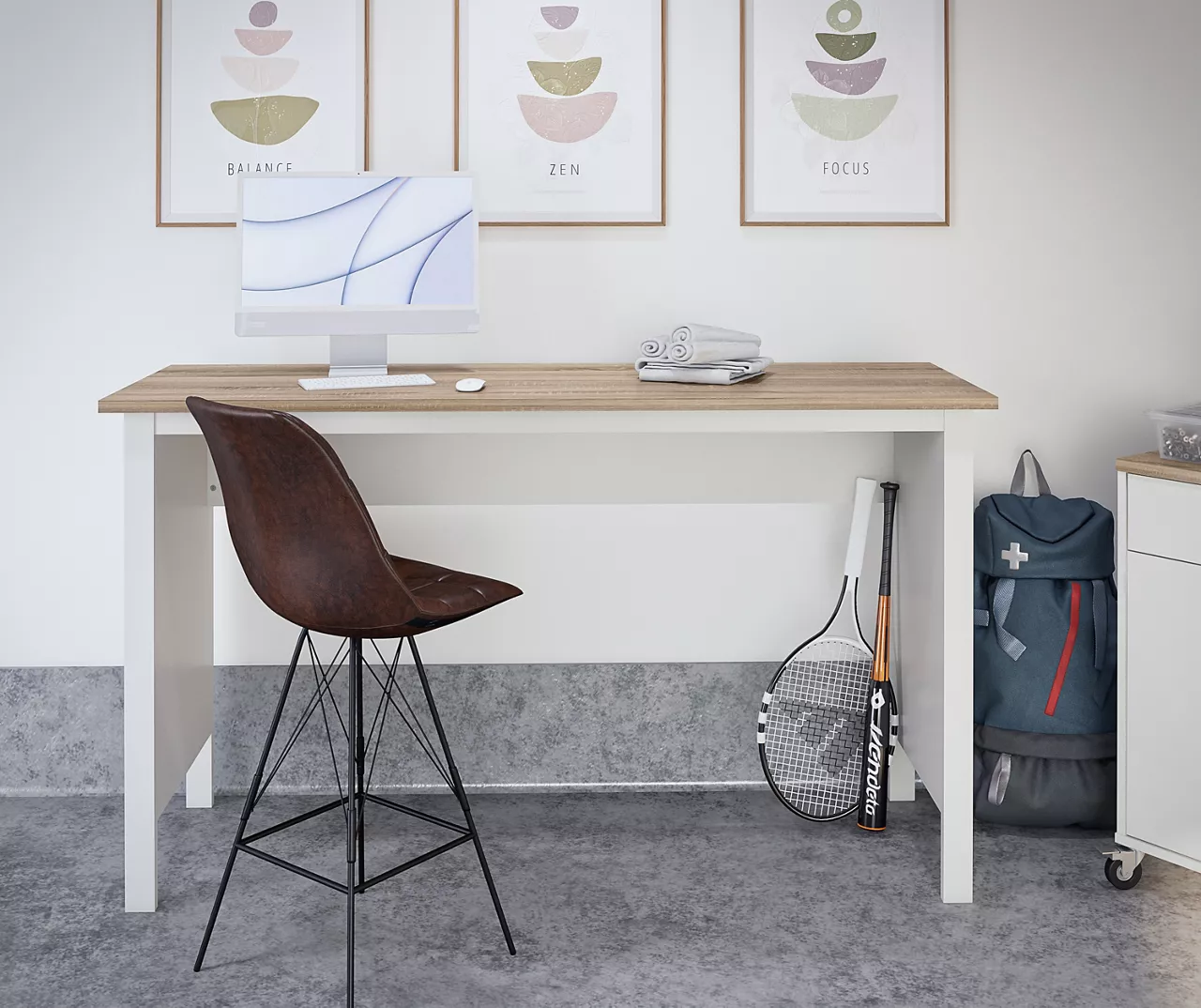 Evolution Vantage White & Weathered Oak Workbench 3 Evolution Vantage White & Weathered Oak Workbench