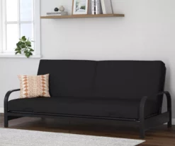 DHP Elbern Black Metal Futon With Black Microfiber Cover -FurniHub Store 810598097 3
