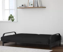DHP Elbern Black Metal Futon With Black Microfiber Cover -FurniHub Store 810598097 4