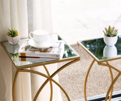 Gold Glass Top 2-Piece Nesting Accent Table Set -FurniHub Store 810598720 A0 5