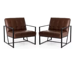 Glitzhome Modern Industrial Faux Leather Accent Chairs, 2-Pack 19 Glitzhome Modern Industrial Faux Leather Accent Chairs, 2-Pack -FurniHub Store 810598913 A0 1