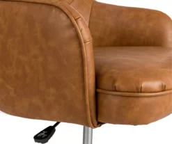 Caramel Brown Faux Leather Tufted Adjustable Office Chair -FurniHub Store 810598931 A0 4