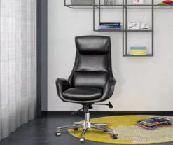 Black Mid-Century Modern Faux Leather Executive Office Chair -FurniHub Store 810598936 A0 3