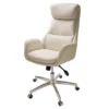 Cream Mid-Century Modern Faux Leather Executive Office Chair -FurniHub Store 810598938 A0 1