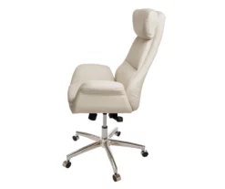 Cream Mid-Century Modern Faux Leather Executive Office Chair -FurniHub Store 810598938 A0 4
