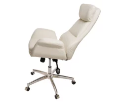 Cream Mid-Century Modern Faux Leather Executive Office Chair -FurniHub Store 810598938 A0 5