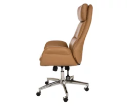 Light Brown Mid-Century Modern Faux Leather Executive Office Chair -FurniHub Store 810598939 A0 5