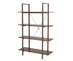 Walnut Modern Open 4-Shelf Bookcase