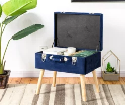 Glitzhome Velvet Suitcase Storage Stool -FurniHub Store 810598944 A0 3