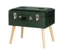 Glitzhome Velvet Suitcase Storage Stool