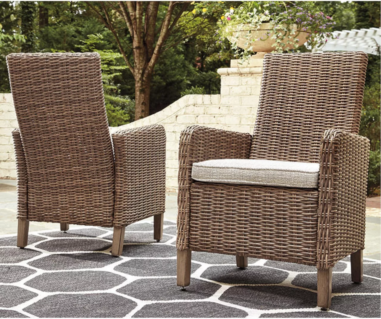 Beachcroft All-Weather Wicker Cushioned Patio Dining Armchairs, 2-Pack 3 Beachcroft All-Weather Wicker Cushioned Patio Dining Armchairs, 2-Pack