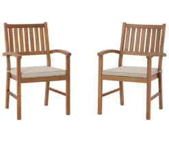 Janiyah Wood Cushioned Patio Armchairs, 2-Pack