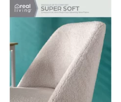 Cream Faux Wool Boucle Rolling Swivel Office Chair -FurniHub Store 810606674 A0 3