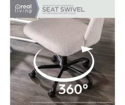 Cream Faux Wool Boucle Rolling Swivel Office Chair -FurniHub Store 810606674 A0 4