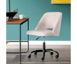 Cream Faux Wool Boucle Rolling Swivel Office Chair -FurniHub Store 810606674 A0 8