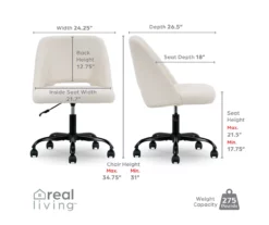 Cream Faux Wool Boucle Rolling Swivel Office Chair -FurniHub Store 810606674 A0 9