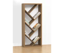 Brown Woodgrain Diagonal Shelf Bookcase -FurniHub Store 810606678 B0