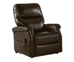 Markridge Chocolate Faux Leather Power Lift Recliner -FurniHub Store 810609737