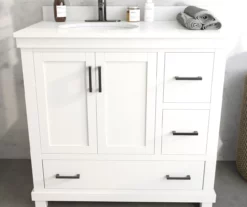 DHP Atwater Living Mills White Bathroom Vanity With Sink -FurniHub Store 810610511 B0 2