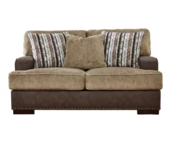 Alesbury Brown Faux Leather Loveseat