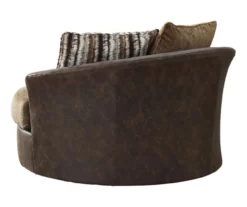 Alesbury Brown Faux Leather Oversize Swivel Accent Chair -FurniHub Store 810612255 2