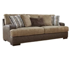 Alesbury Brown Faux Leather Sofa -FurniHub Store 810612256 1