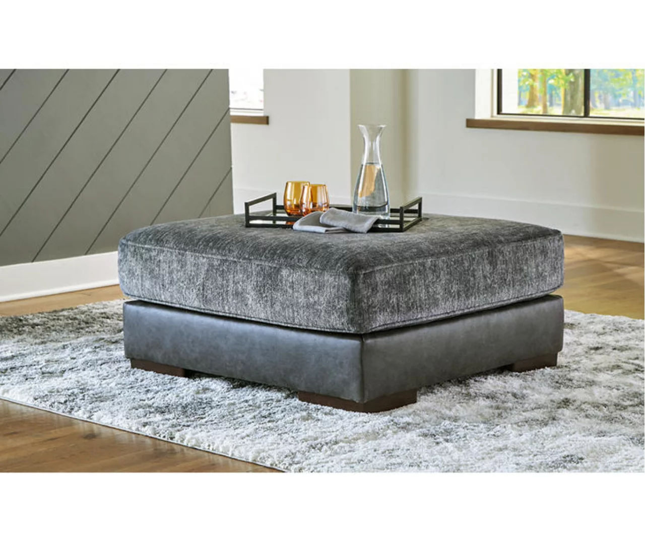 Larkstone Charcoal Oversize Accent Ottoman 4 Larkstone Charcoal Oversize Accent Ottoman - Image 2
