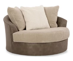 Keskin Brown Faux Leather Oversize Swivel Accent Chair 8 Keskin Brown Faux Leather Oversize Swivel Accent Chair -FurniHub Store 810612413 1