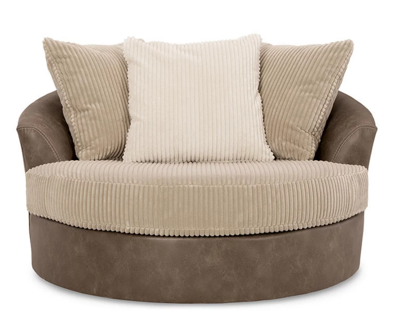 Keskin Brown Faux Leather Oversize Swivel Accent Chair 3 Keskin Brown Faux Leather Oversize Swivel Accent Chair