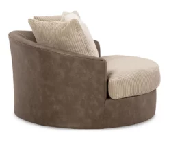 Keskin Brown Faux Leather Oversize Swivel Accent Chair 9 Keskin Brown Faux Leather Oversize Swivel Accent Chair -FurniHub Store 810612413 3