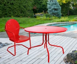 Northlight Retro Tulip Red Metal Patio Dining Table -FurniHub Store 810612953 A0 2