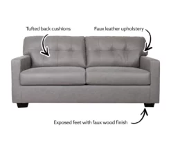 Battstone Graphite Faux Leather Sofa -FurniHub Store 810613202 X0 1 1