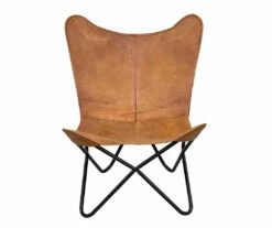 Tan Leather Butterfly Chair -FurniHub Store 810616677 A0 1