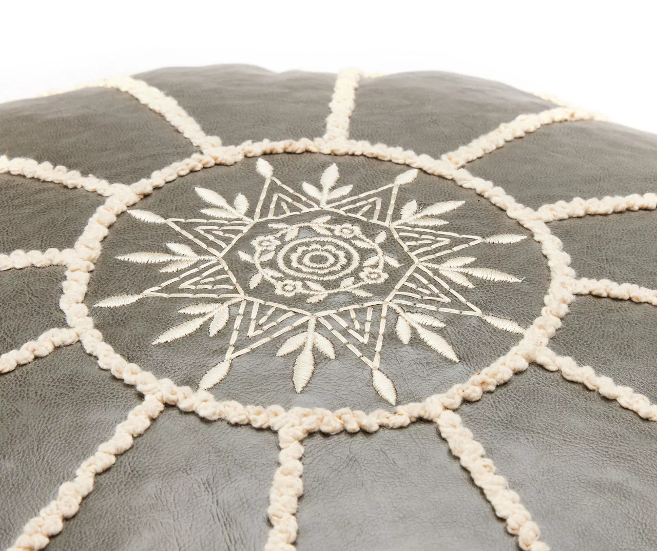 Moroccan Vegan Leather Pouf 5 Moroccan Vegan Leather Pouf - Image 3