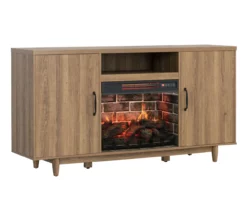 60" Modern Tan Electric Fireplace Console 12 60" Modern Tan Electric Fireplace Console -FurniHub Store 810617759 A0 2