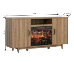 60" Modern Tan Electric Fireplace Console 13 60" Modern Tan Electric Fireplace Console -FurniHub Store 810617759 A6