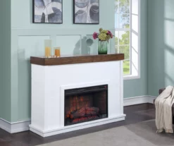 62" White Shiplap Grand Electric Fireplace -FurniHub Store 810617760 B0 1
