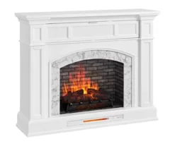 62" White Marble Grand Electric Fireplace Console -FurniHub Store 810617766 A0 2
