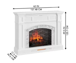 62" White Marble Grand Electric Fireplace Console -FurniHub Store 810617766 A6